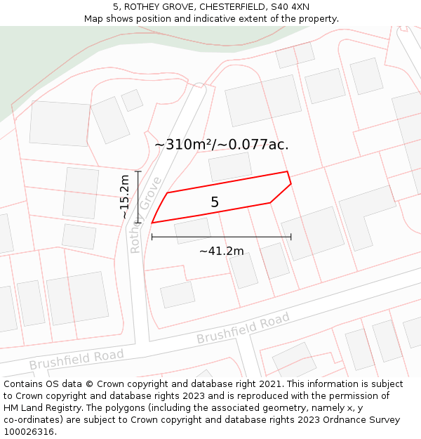 5, ROTHEY GROVE, CHESTERFIELD, S40 4XN: Plot and title map