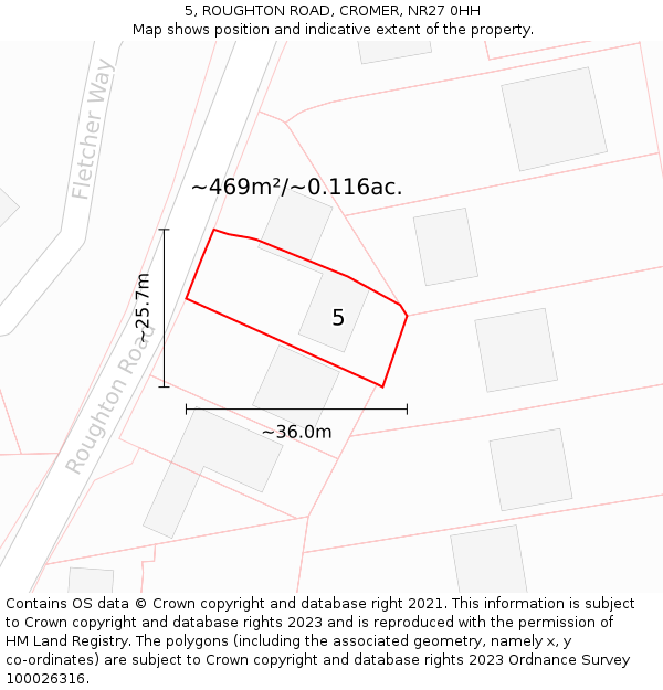 5, ROUGHTON ROAD, CROMER, NR27 0HH: Plot and title map