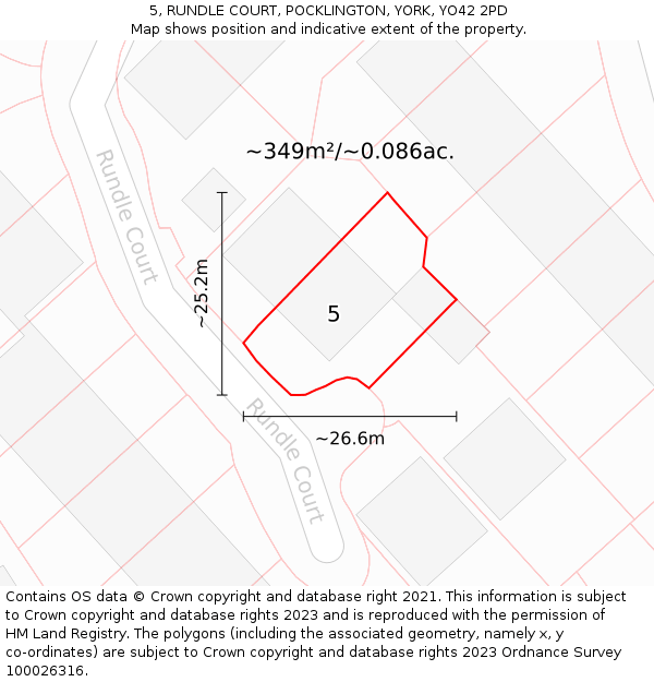 5, RUNDLE COURT, POCKLINGTON, YORK, YO42 2PD: Plot and title map