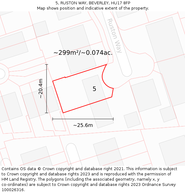 5, RUSTON WAY, BEVERLEY, HU17 8FP: Plot and title map