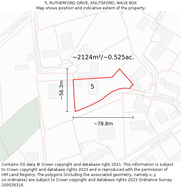5, RUTHERFORD DRIVE, KNUTSFORD, WA16 8GX: Plot and title map