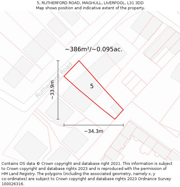 5, RUTHERFORD ROAD, MAGHULL, LIVERPOOL, L31 3DD: Plot and title map