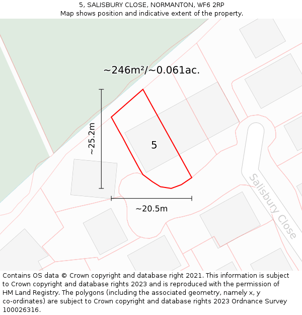 5, SALISBURY CLOSE, NORMANTON, WF6 2RP: Plot and title map