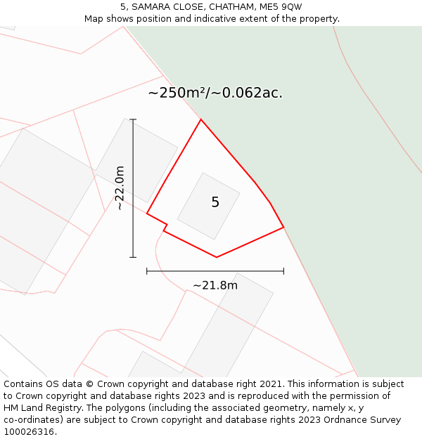 5, SAMARA CLOSE, CHATHAM, ME5 9QW: Plot and title map