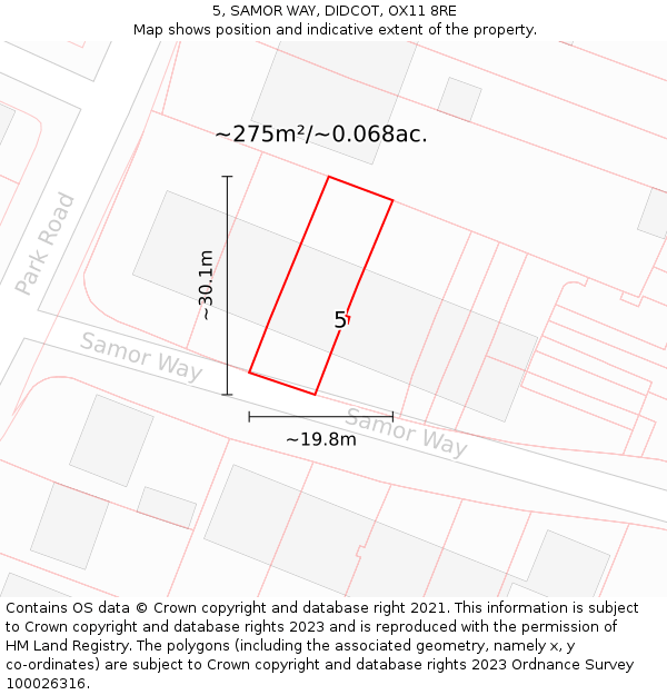 5, SAMOR WAY, DIDCOT, OX11 8RE: Plot and title map