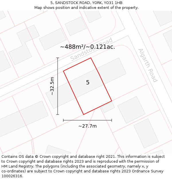 5, SANDSTOCK ROAD, YORK, YO31 1HB: Plot and title map