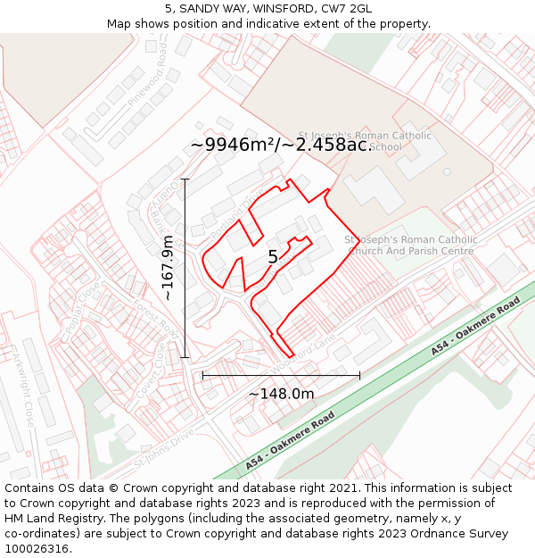 5, SANDY WAY, WINSFORD, CW7 2GL: Plot and title map