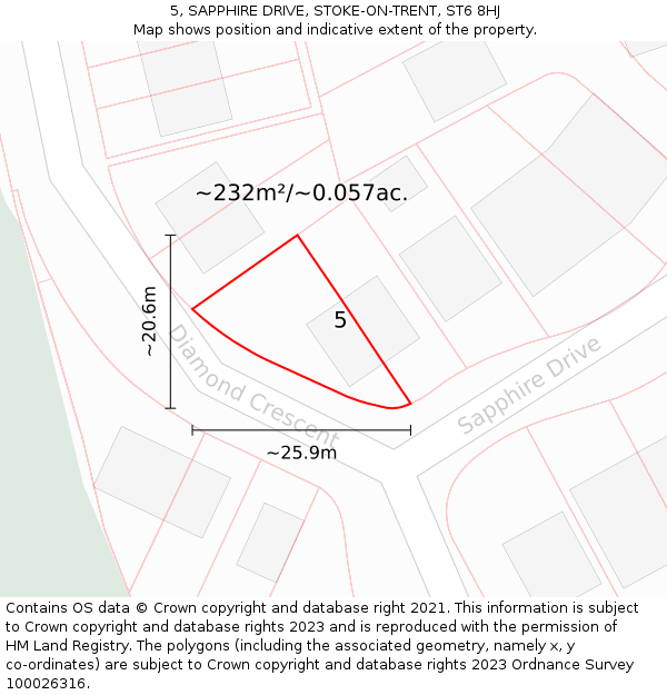 5, SAPPHIRE DRIVE, STOKE-ON-TRENT, ST6 8HJ: Plot and title map