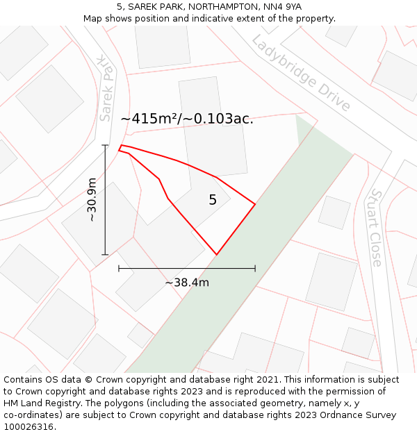 5, SAREK PARK, NORTHAMPTON, NN4 9YA: Plot and title map