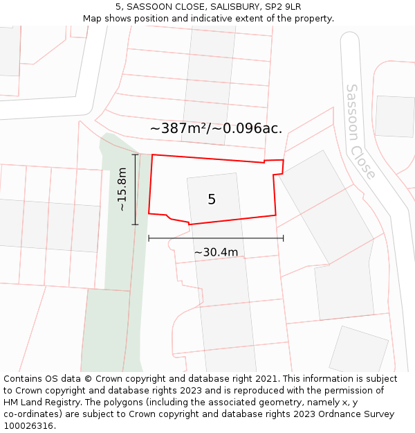 5, SASSOON CLOSE, SALISBURY, SP2 9LR: Plot and title map