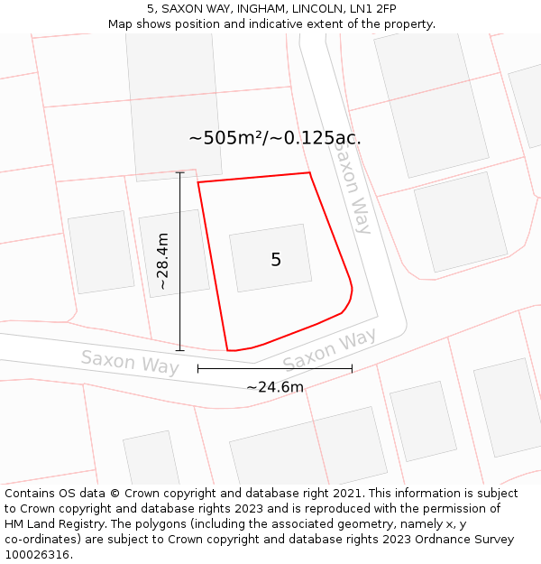 5, SAXON WAY, INGHAM, LINCOLN, LN1 2FP: Plot and title map