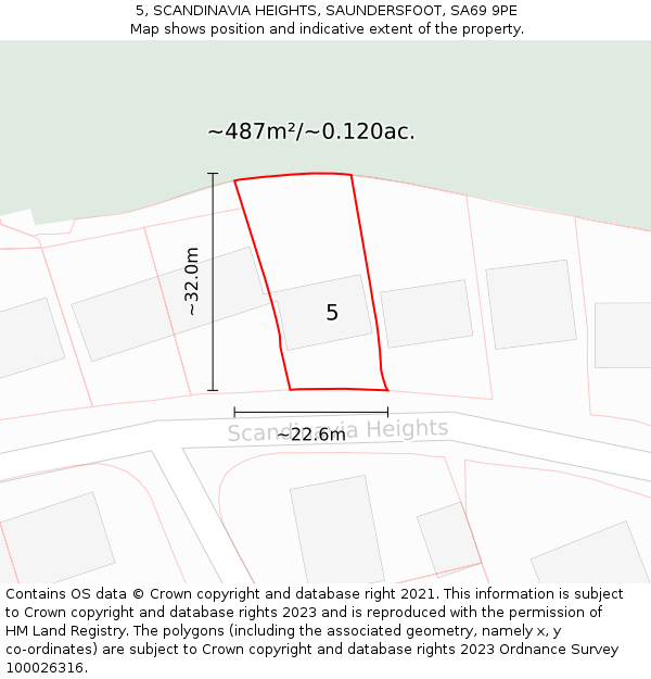 5, SCANDINAVIA HEIGHTS, SAUNDERSFOOT, SA69 9PE: Plot and title map