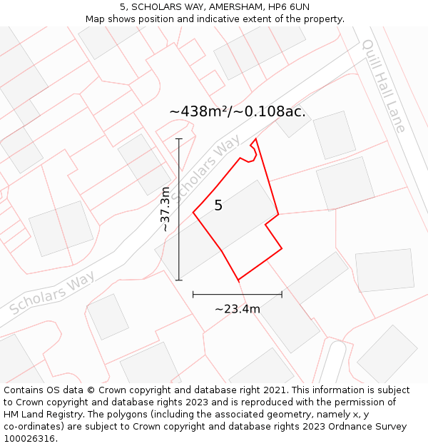 5, SCHOLARS WAY, AMERSHAM, HP6 6UN: Plot and title map