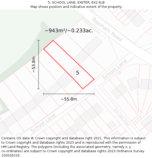 5, SCHOOL LANE, EXETER, EX2 6LB: Plot and title map