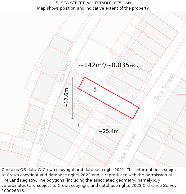 5, SEA STREET, WHITSTABLE, CT5 1AN: Plot and title map