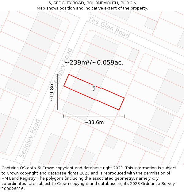 5, SEDGLEY ROAD, BOURNEMOUTH, BH9 2JN: Plot and title map