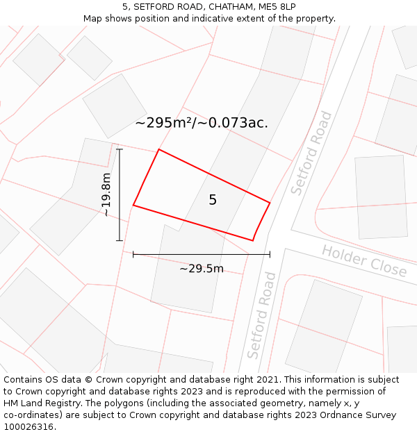 5, SETFORD ROAD, CHATHAM, ME5 8LP: Plot and title map