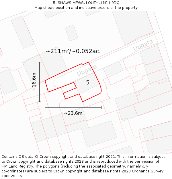 5, SHAWS MEWS, LOUTH, LN11 9DQ: Plot and title map