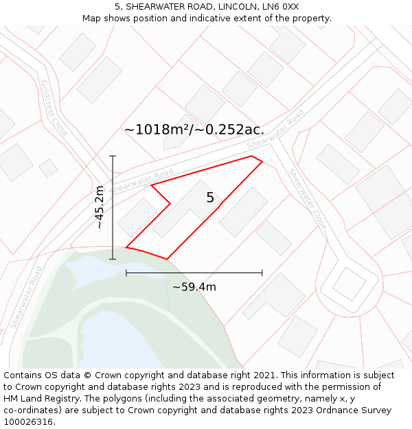 5, SHEARWATER ROAD, LINCOLN, LN6 0XX: Plot and title map