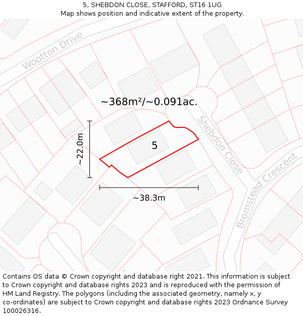 5, SHEBDON CLOSE, STAFFORD, ST16 1UG: Plot and title map