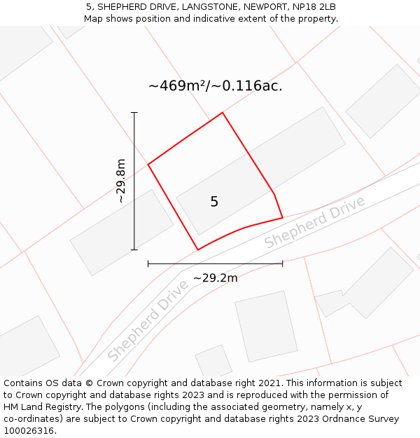 5, SHEPHERD DRIVE, LANGSTONE, NEWPORT, NP18 2LB: Plot and title map