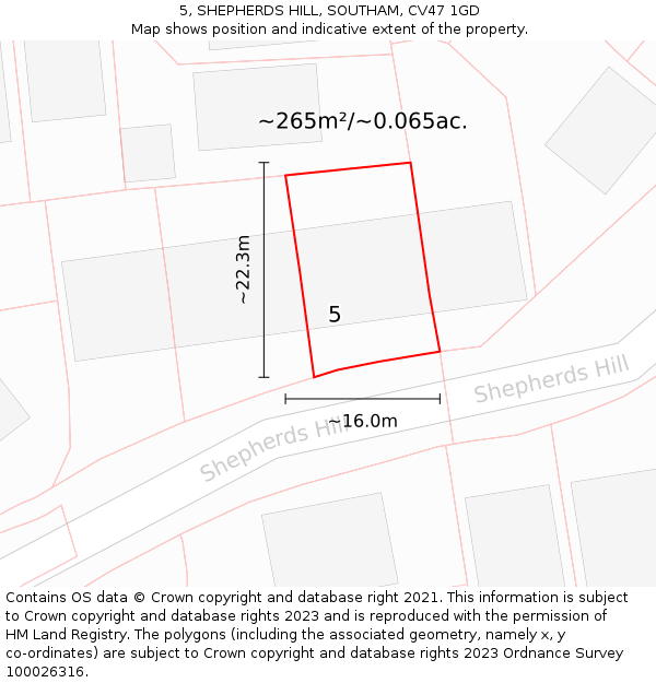 5, SHEPHERDS HILL, SOUTHAM, CV47 1GD: Plot and title map