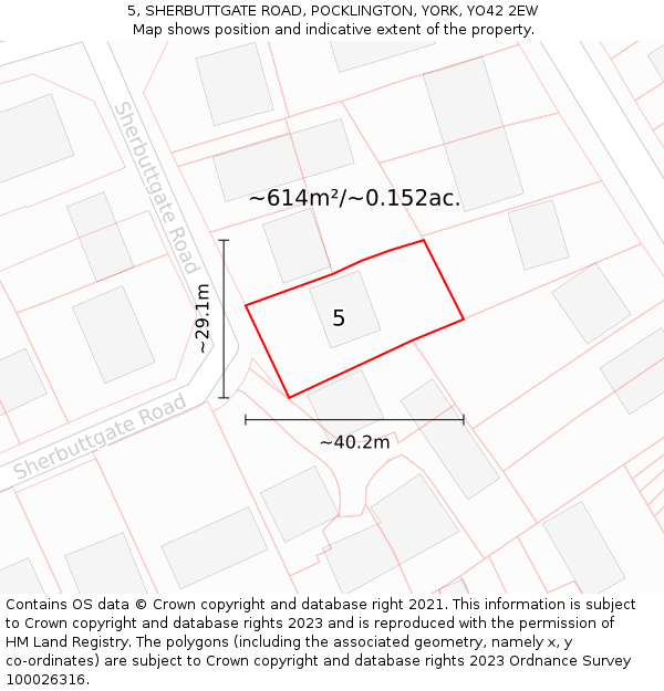 5, SHERBUTTGATE ROAD, POCKLINGTON, YORK, YO42 2EW: Plot and title map