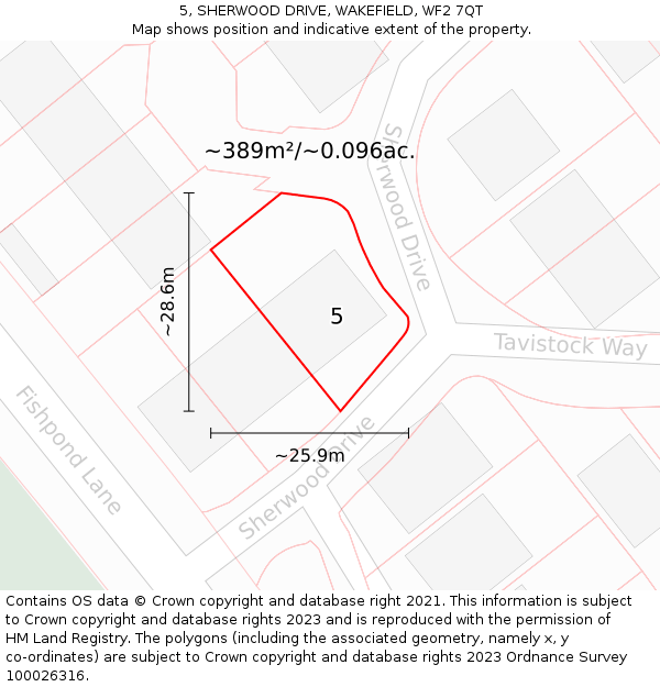 5, SHERWOOD DRIVE, WAKEFIELD, WF2 7QT: Plot and title map