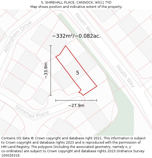 5, SHIREHALL PLACE, CANNOCK, WS11 7YD: Plot and title map