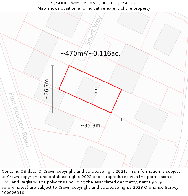 5, SHORT WAY, FAILAND, BRISTOL, BS8 3UF: Plot and title map