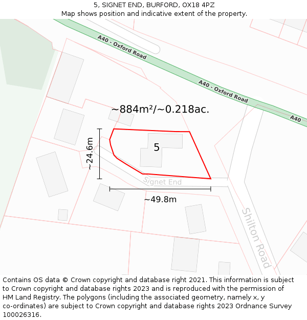 5, SIGNET END, BURFORD, OX18 4PZ: Plot and title map