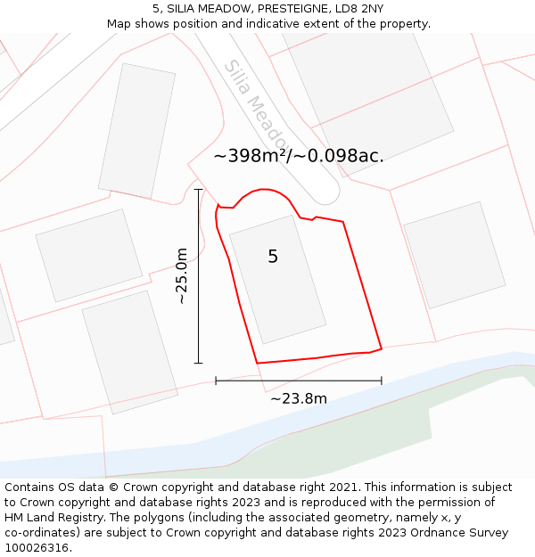 5, SILIA MEADOW, PRESTEIGNE, LD8 2NY: Plot and title map