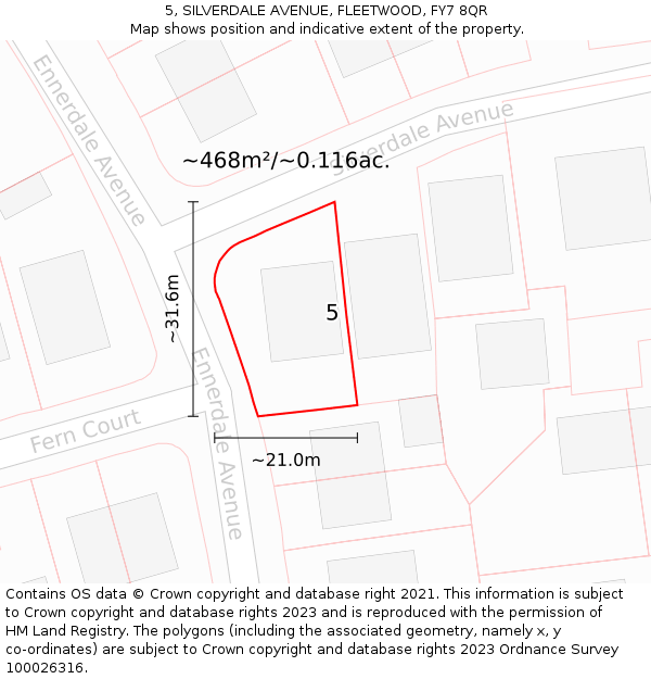 5, SILVERDALE AVENUE, FLEETWOOD, FY7 8QR: Plot and title map