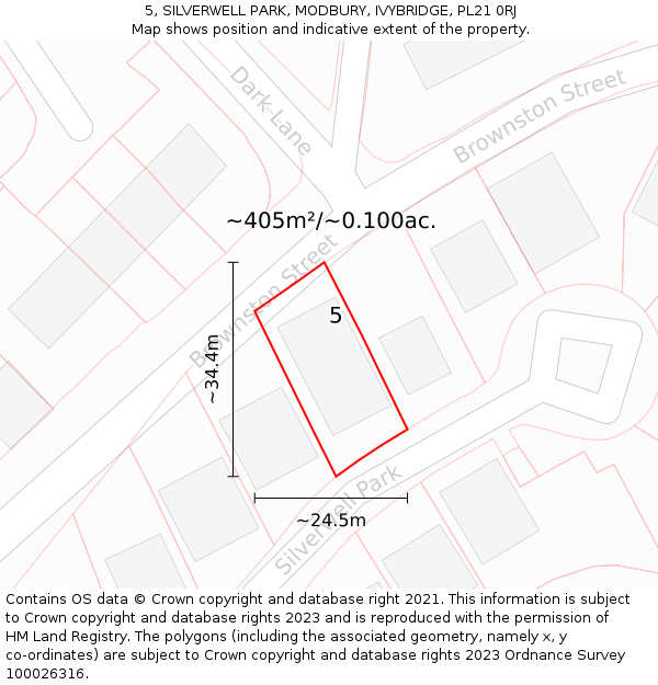 5, SILVERWELL PARK, MODBURY, IVYBRIDGE, PL21 0RJ: Plot and title map