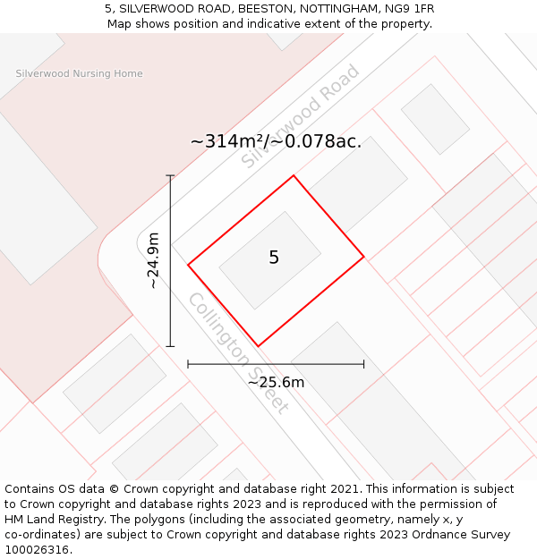 5, SILVERWOOD ROAD, BEESTON, NOTTINGHAM, NG9 1FR: Plot and title map