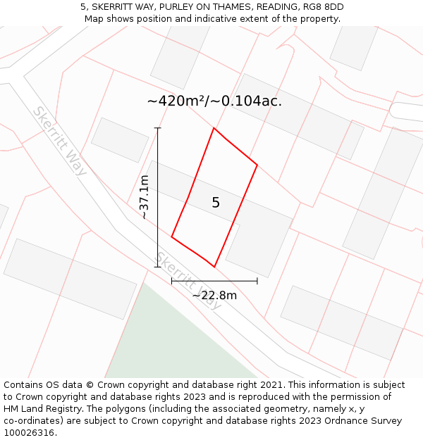 5, SKERRITT WAY, PURLEY ON THAMES, READING, RG8 8DD: Plot and title map