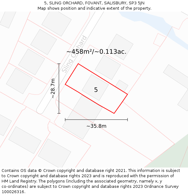 5, SLING ORCHARD, FOVANT, SALISBURY, SP3 5JN: Plot and title map