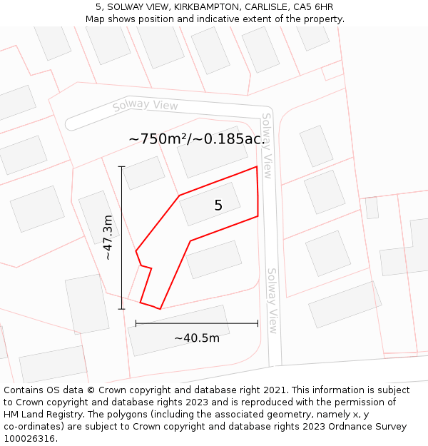 5, SOLWAY VIEW, KIRKBAMPTON, CARLISLE, CA5 6HR: Plot and title map