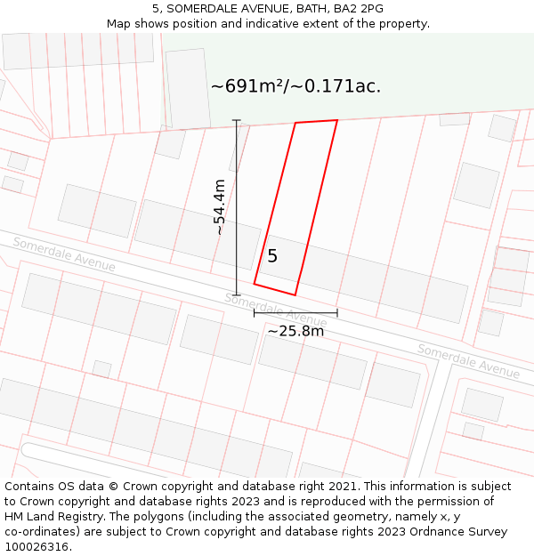 5, SOMERDALE AVENUE, BATH, BA2 2PG: Plot and title map