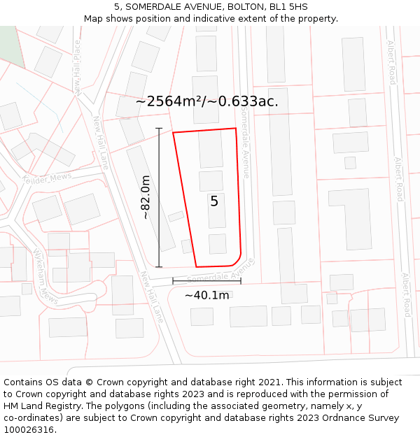 5, SOMERDALE AVENUE, BOLTON, BL1 5HS: Plot and title map