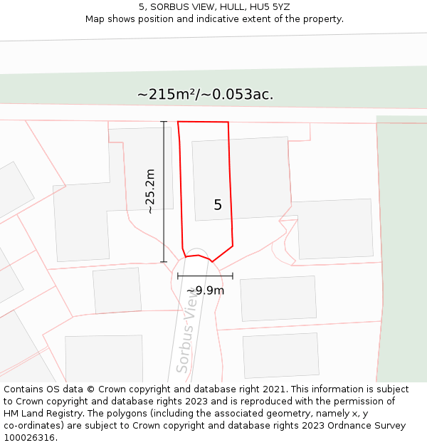 5, SORBUS VIEW, HULL, HU5 5YZ: Plot and title map