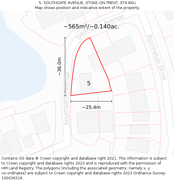 5, SOUTHGATE AVENUE, STOKE-ON-TRENT, ST4 8XU: Plot and title map