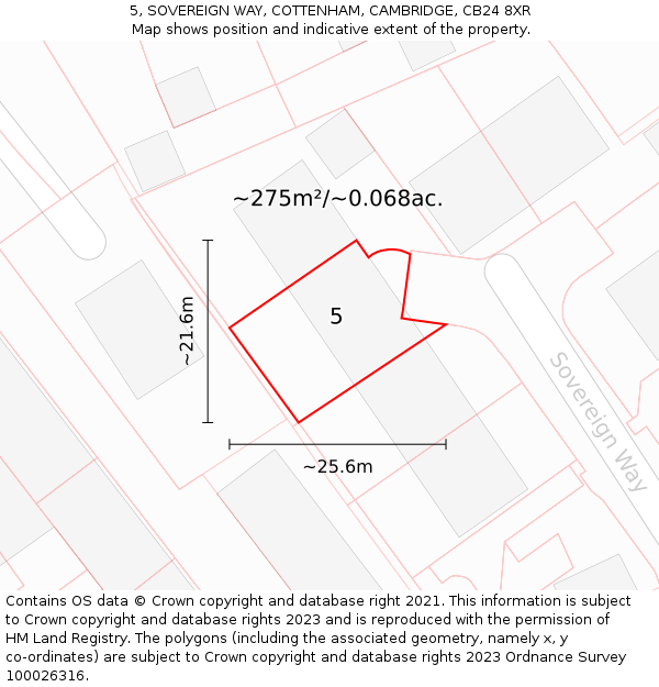 5, SOVEREIGN WAY, COTTENHAM, CAMBRIDGE, CB24 8XR: Plot and title map