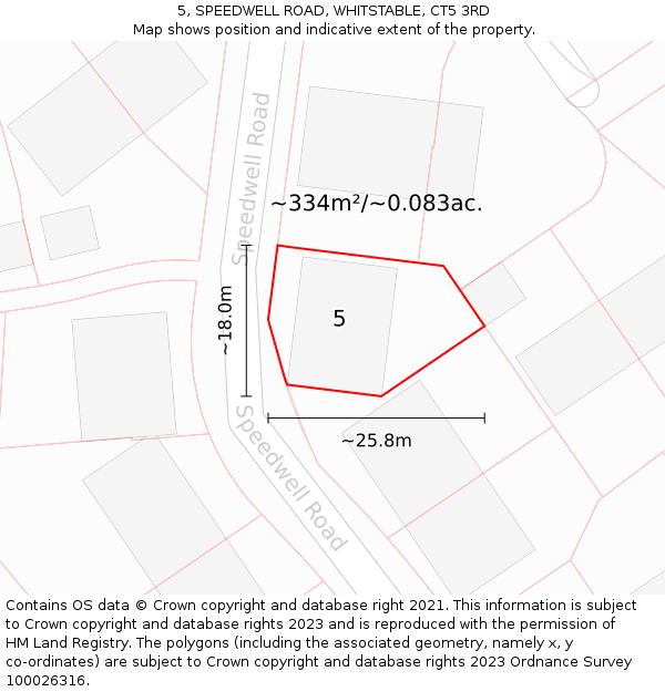 5, SPEEDWELL ROAD, WHITSTABLE, CT5 3RD: Plot and title map