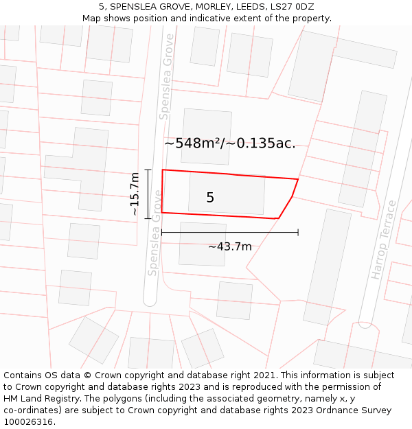 5, SPENSLEA GROVE, MORLEY, LEEDS, LS27 0DZ: Plot and title map