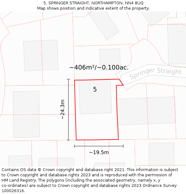 5, SPRINGER STRAIGHT, NORTHAMPTON, NN4 8UQ: Plot and title map