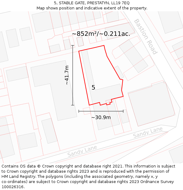 5, STABLE GATE, PRESTATYN, LL19 7EQ: Plot and title map