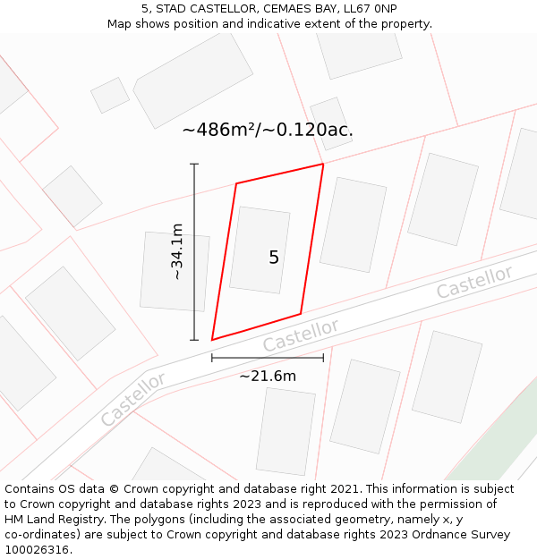 5, STAD CASTELLOR, CEMAES BAY, LL67 0NP: Plot and title map