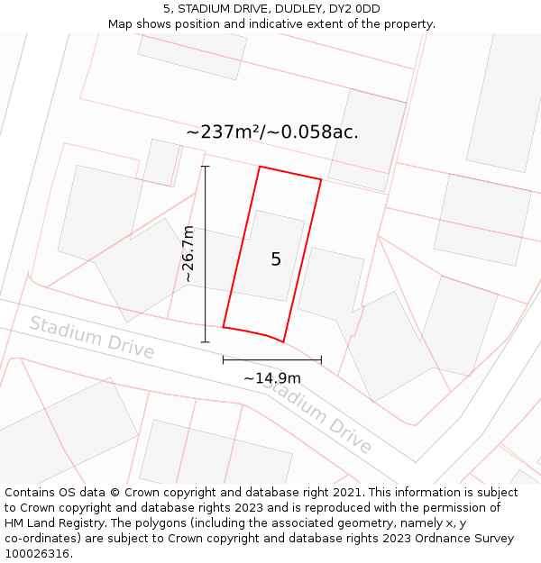 5, STADIUM DRIVE, DUDLEY, DY2 0DD: Plot and title map