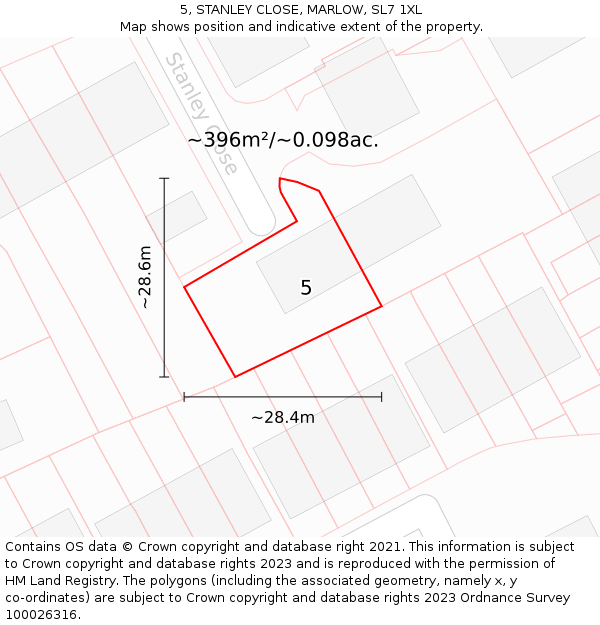 5, STANLEY CLOSE, MARLOW, SL7 1XL: Plot and title map